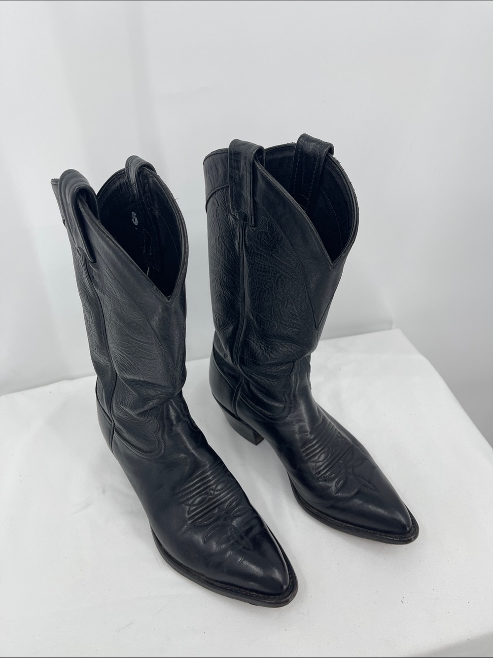 Tony Lama WOMENS SIZE 6 Black Leather Western Cowboy Boots VINTAGE